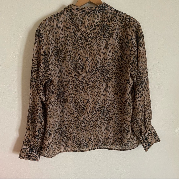 Vintage 90s Northern Reflections Brown/Black Animal Print Button Up Top - Picture 2 of 4